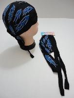 Skull Cap-Black with Blue Flames